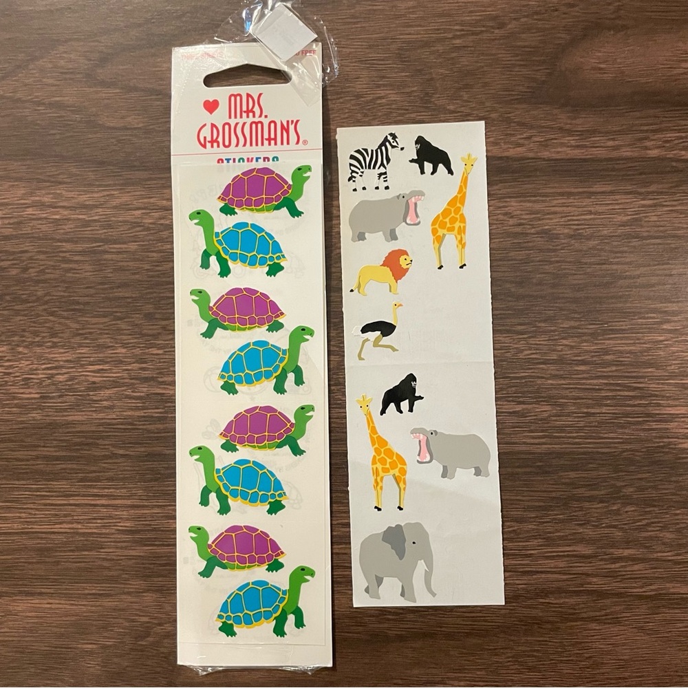 Mrs. Grossman's Stickers Vintage 1990 1995 Turtles Wild Animals Safari Zoo